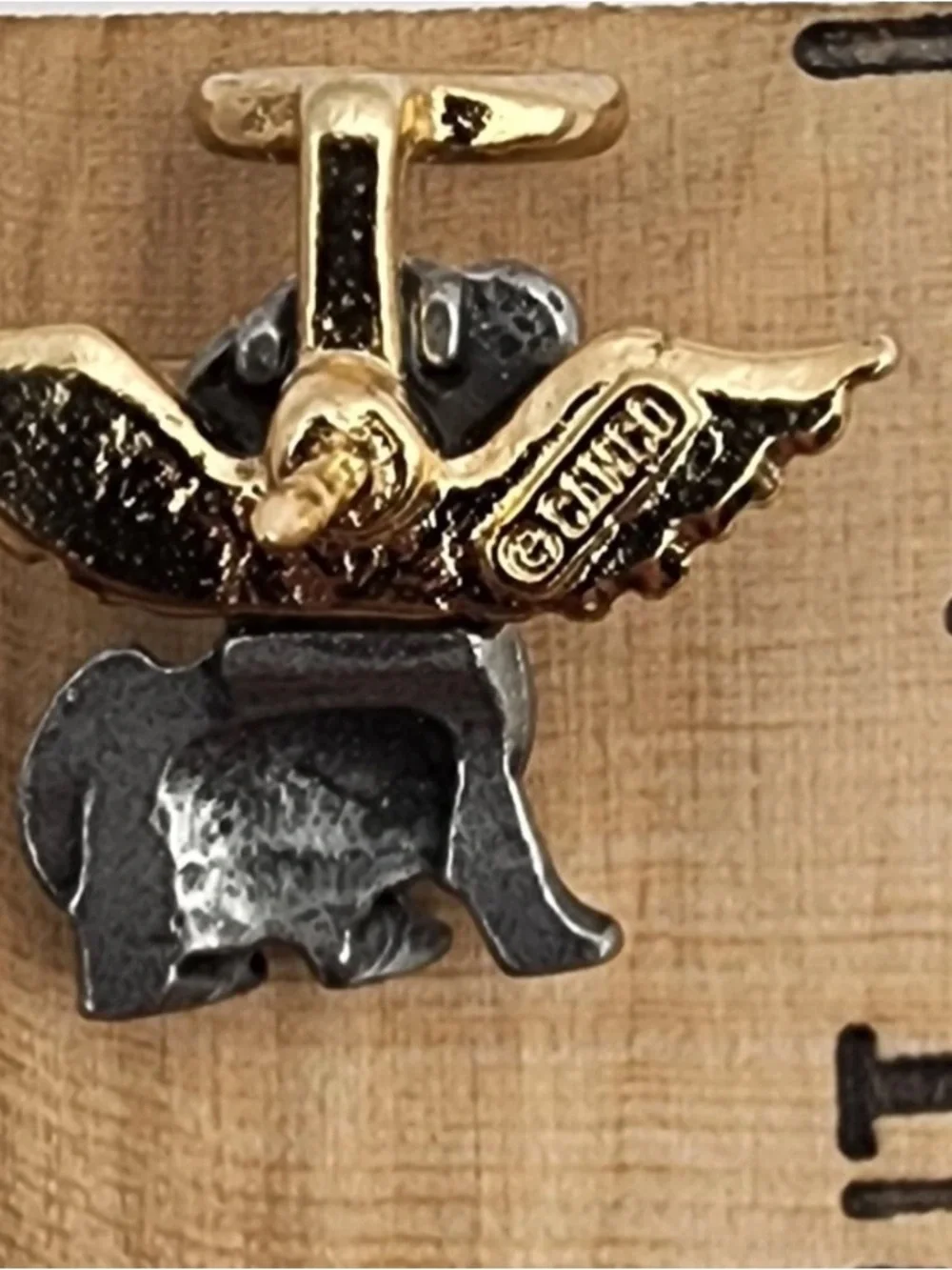 VTG. CAMCO Dog Guardian Angel Pin Pewter Gold Tone Wings Halo Pet Memorial NEW